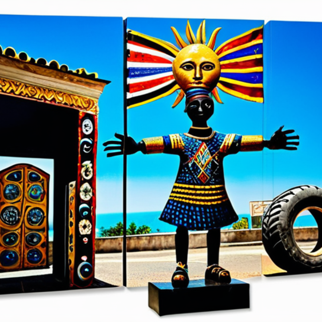 아이티 수도 포르토프랭스 여행 가이드 - **Image Prompt 1: The Defiant Canvas of Atis Rezistans**
    A vibrant, sun-drenched scene inside or...