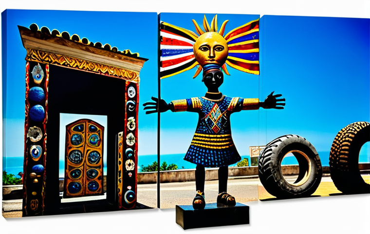 아이티 수도 포르토프랭스 여행 가이드 - **Image Prompt 1: The Defiant Canvas of Atis Rezistans**
    A vibrant, sun-drenched scene inside or...