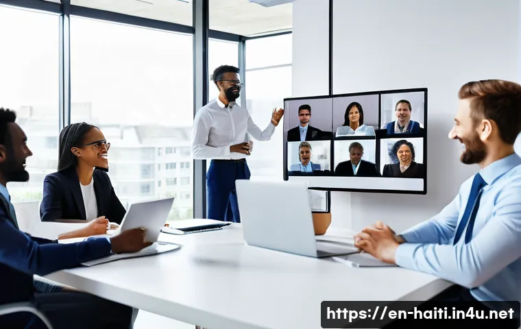 아이티에서 영어가 통하는 정도 - **Prompt:** A diverse group of tech professionals from various global locations, including individua...