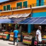 아이티에서 성공한 한인 사업가 사례 - A vibrant urban street scene in Port-au-Prince, Haiti, showcasing a bustling local marketplace with ...